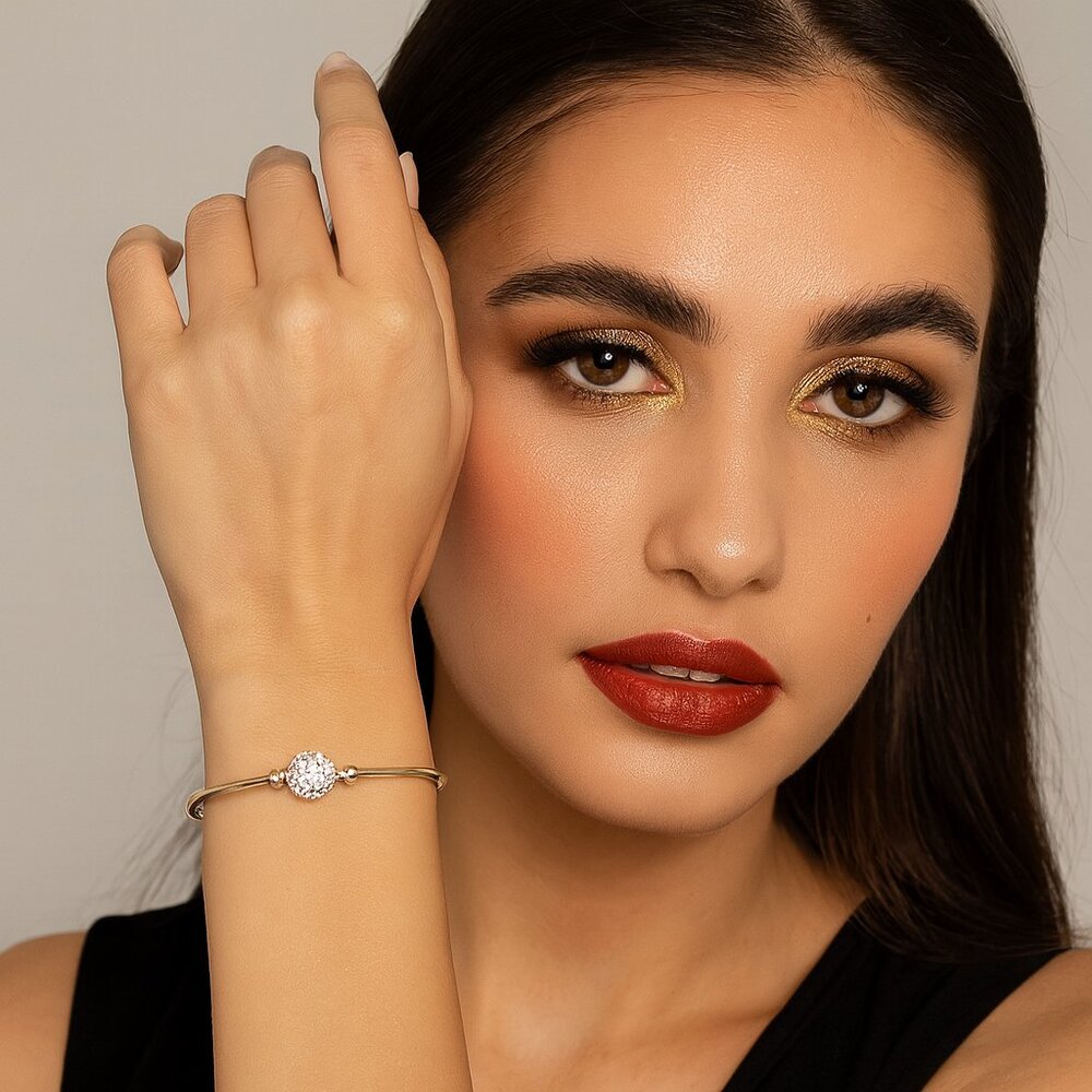 Swaorvski‎ Crystal Elements Silver Overlay Cuff Bracelet